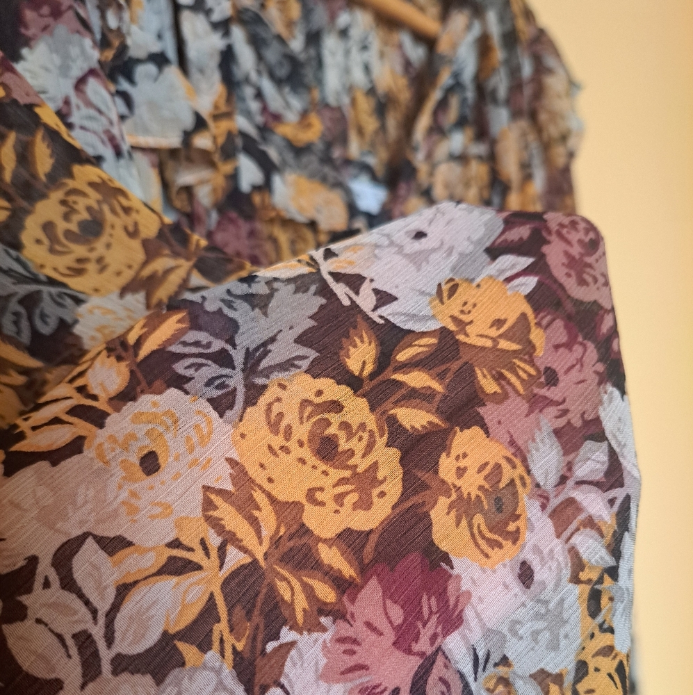 Mango Brown and Yellow Ruffled Tiered Sundress - Picture 8 of 16
